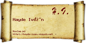 Hayde Iván névjegykártya